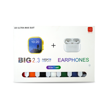 I20 Ultra Max Suit BIG 2.3 Display Smart Watch + Wireless Earphones 10-in-1