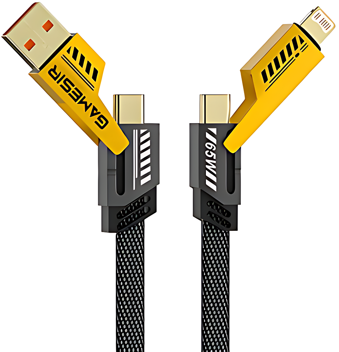 4-in-1 65W USB-A/Type-C to Lightning/Type-C PD Fast Charging Cable